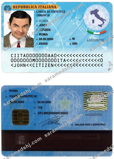 Italy ID template in PSD format, fully editable, with all fonts (2006 – 2016)